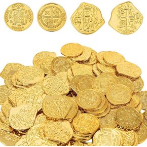 عملات معدنية ذهبية من البلاستيك من AiFanS، 320 قطعة من العملات الذهبية المزيفة، عملات معدنية ذهبية للقراصنة للأطفال - مثالية للحفلات والألعاب التي تحمل عنوان القراصنة in Kuwait