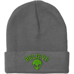 Beanies for Men Believe Alien Embroidery Style B Symbols Winter Hats for Women Acrylic Skull Cap 1 Size