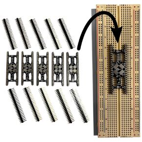 Stargazer Solderless Breadboard SMD to DIP Dual Sided Breakout for 48-QFP, QFN, DFP, DFN (0.5mm and 0.4mm Pitch) with Gold Plated Headers [5 Pack]