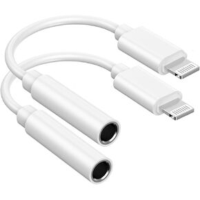 qmezwux Apple MFi Certified 2 Pack Lightning to 3.5mm Headphone Adapter, Aux Audio Jack Dongle Earphones Converter Compatible with iPhone 14 Pro13 12 11 XS XR X 8 7 iPad iPod