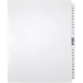 فواصل غير مثقوبة من Office Depot Legal Exhibit مع علامات تبويب مغلفة، أسود/أبيض، A-Z، 3585478216 in Kuwait