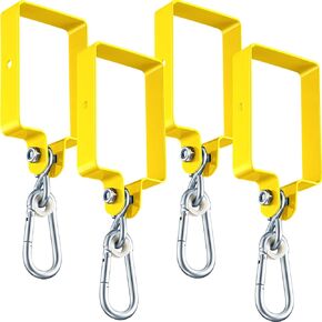 Dunzy 4 Pieces Metal Swing Set Accessories Includes Snap Hooks Swing Hangers Swing Set Brackets Swingset Attachments Swing Hanger Kit for Connecting to a 4" x 6" Beam Wooden Sets (Black)