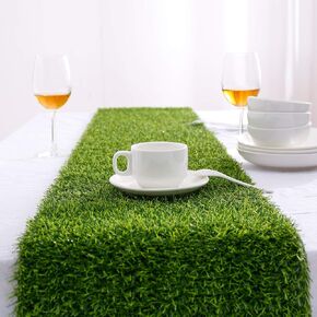 Farochy Artificial Grass Table Runners - Synthetic Grass Table Runner for Wedding Party, Birthday, Banquet, Baby Shower, Home Decorations (14 x 48 inches)