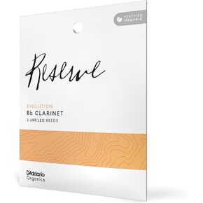 D'Addario Woodwinds Organic Reserve Evolution Bb Clarinet Reeds - Reeds for Clarinet - Individually Sealed - 3.5+ Strength, 3 Pack