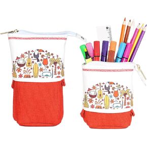 Standing Pencil Holder Telescopic Pouch Pop Up Bag Stationery Office Organizer Box for Students, Girls and Women