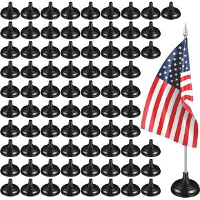Kigley 100 Pcs Weighted Mini Flag Stand Black Small Flag Base Table Flag Stand Base Mini Flag Holder for 4 x 6 Inch Stick Flags Decoration Party Office Desk Centerpiece Sports Team Company Country