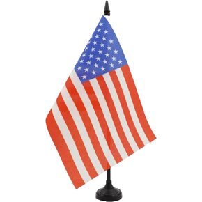 United States Table Flag 5'' x 8'' - USA - US - American Desk Flag 21 x 14 cm - Black plastic stick and base - AZ FLAG