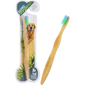 WOOBAMBOO Soft Dog Toothbrush, Large, Blue/Green, 5 Pound