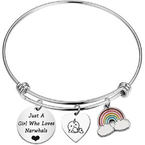CYTING Narwhal Bracelet Just A Girl Who Loves Narwhals Unicorn of The Sea Creature Beach Jewelry Gift for Narwhal Lover