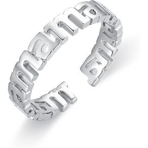WIOY 925 Sterling Silver Adjustable Ring for Mother, Mama Statement Eternity Band