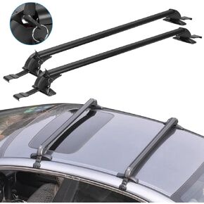 Universal Roof Rack Crossbars, 43" Aluminum Crossbars with Anti-Theft Lock Adjustable Window Frame for Car Without Side Rails for Bike Kayak Cargo Luggage, 165LBS Capacity Black
