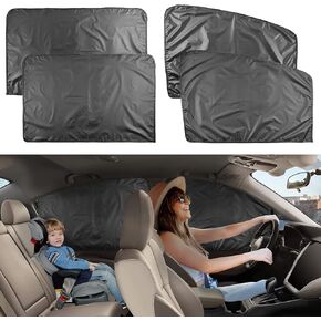 IC ICLOVER Car Window Shade for Baby, [4 Pack] Magnetic Car Shades for Side Windows Block 99% UV Rays, Privacy Blackout Curtains for Sleeping & Car Camping, Sun Protection for Kids