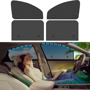 Ovege Car Window Shades Magnetic 4pcs Car Window Screen Black Mesh Baby UV Protection Privacy Suction(Front&Back 4pcs)
