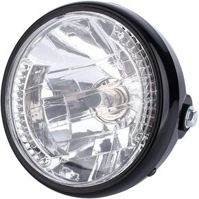 Fydun Motorcycle LED Headlight 7 Inches Universal 12V H4 35W Round Motorcycle Yellow LED Headlight with Black Bracket
