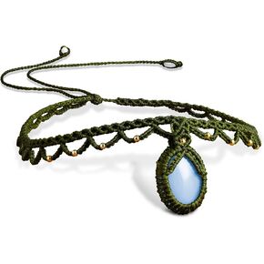 Nymerianoble Moonstone قلادة للنساء المنسوجة القلائد اليدوية قوس قزح Moonstone الأحجار الكريمة المختنق قلادة أمي هدايا عيد ميلاد الذكرى السنوية هدايا عيد الميلاد للنساء مجوهرات Macrame in Kuwait