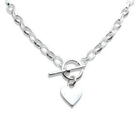 Heart Choker Necklace in Sterling Silver (17 inches)