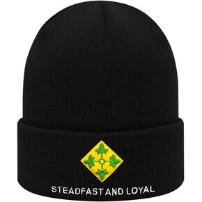 Dutern 4th Infantry Division Embroidery Classic Beanie Hat Cuffed Winter Hat Knit Toque Skull Cap Black in Kuwait