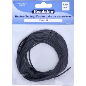 Beadalon Rubber Tubing 1.7mm Black, 5-Meter