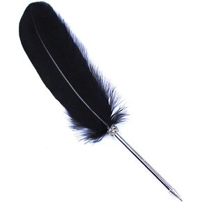 Black Ink Feather Quill Ballpoint Pen 1 Pack 5 Refills