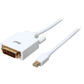 Mini DisplayPort to DVI Cable, White, 6 Feet Mini DP to DVI Cable with Gold Plated Connector, Mini DisplayPort Male (Thunderbolt Supported), DVI Male