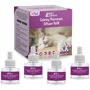 (Compatible with All Common Diffuser Heads) Cat Pheromone Diffuser Refill - 4 Pack Pheromones Refills - 4 Months Supply - Only Refills No Diffuser Head Included