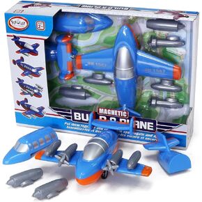 Magnetic Build-a-Plane Magnetic Toy Play Set, 12 Pieces, Colors May Vary,White
