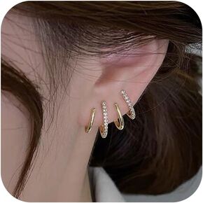 FUNYCHEN Sterling Silver Earrings For Women Claw Earrings Cubic Zirconia Half Hoop Stud Earrings Claw Earrings Cuff To My Daughter Warp Cuff Earrings Dainty Jewelry Gifts