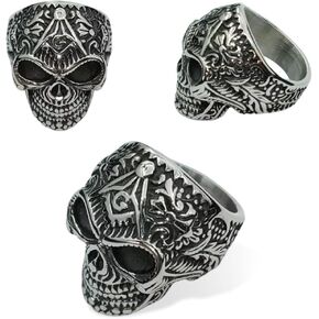VA JENT Mens Retro Large Skull Ring Gothic Stainless Steel Ring Gifts for Men