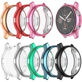 BHARVEST [8 Pack] Screen Protector Case Compatible with Samsung Galaxy Watch Active 2 44mm, Flexible TPU Plated All Round Scratch Resistant Protective Bumper Case (8 Colors, Active 2 44mm)