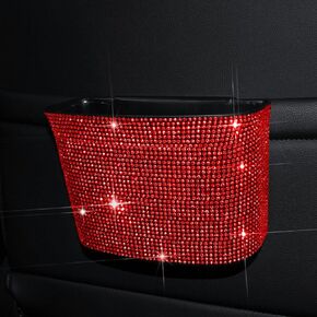 Cavalcade Car Trash Can, Hanging Trash Bin, Leakproof Garbage Organizer, Bling Vehicle Waste Basket, Mini Dustbin Container with Clip for Car, Office, Kitchen, Bedroom, Home and More, Black, Small