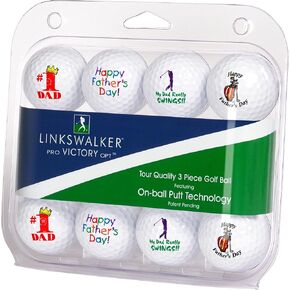 LinksWalker Father's Day Golf Balls - 1 Dozen Gift Pack - Fun 3-Piece Tour Quality Balls with Alignment Guide in Kuwait
