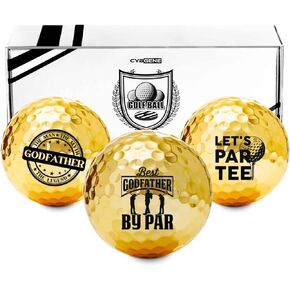 Funny Godfather Gifts Golf Balls Set for Men or Him, Perfect for Godfather, Coworkers, Boss, Golfers, Golf Lovers for Birthday & Father's Day - Gold