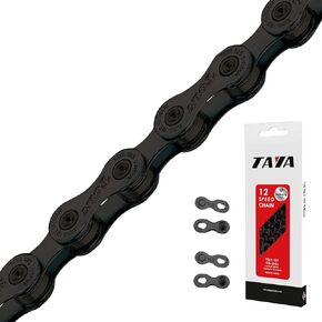 TAYA TOLV-121 12-Speed Bike Chain, 126 Links, Ti-Black, Durable and Smooth Shifting, for Gravel and MTB
