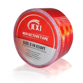 JCXJ 2inx100Ft Dot-C2 Red/White Reflective Safety Conspicuity Tape Waterproof High Intensity Reflective,Caution Sign,Driveway reflectors Tape for Vehicles,Trailers,Boats,Signs,Outdoor, Cars, Trucks