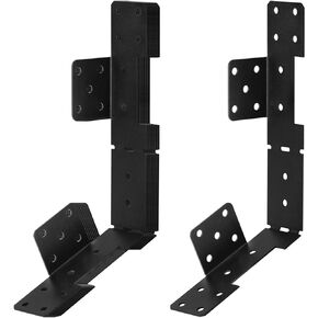 eoere 8 PCS Black Adjustable Stair-Stringer Connector , Tie Straps Bracket Tread Connections Steel Deck Stair Stringer Attachment(17 Gauge)