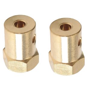 Heyiarbeit 2pcs 4mm Motor Flexible Coupling Coupler Connector Brass Hex Shaft Coupling for Car Wheels Tires Shaft Motor Accessories