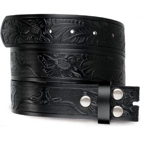XZQTIVE Western Belt Strap for Men Women 1.5'' Wide Cowboy Cowgirl Tooled Leather Engraved Belt Strap For Jeans Pants