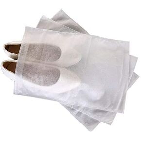 Supkeyer 10Pcs White Portable Shoes Bag Travel Storage Pouch Drawstring Dust Bags Non-Woven Fabric
