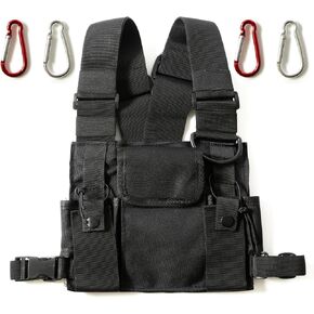 Gigentro Radio Chest Harness - Over Shoulder Tactical Front Pack Rig Holster Vest w/Strap Belt Bag Pouch Case for Walkie Talkie/ 2-Way Radios, Men Women Accessories Gear Holder Utility Rescue Search