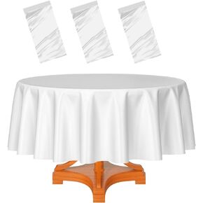 HEIPINIUYE 3 Pack Sage Green Tablecloth Round 84 Inch Round Plastic Table Cloth Waterproof Disposable Round Table Cover for Party Birthday Camping Picnic Baby Shower Circle Tablecloth