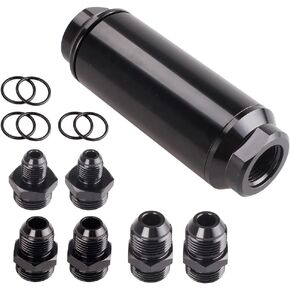 فلتر الوقود المضمن BARTOO Universal 50 مم 100 ميكرون مع محول 6AN 8AN 10AN لتصفية البنزين والديزل، E85-Red