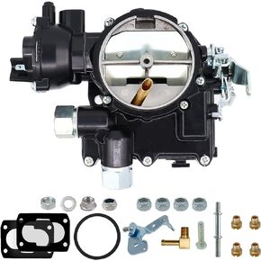 Marine Carburetor 2 Barrel Carb Fits for Mercruiser Rochester Mercarb 3.0L 2.5L 4 CYL Engines with Electric Choke & Jets Gaskets Long Linkage, Replace # 3310-864940A01