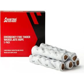 حبل الجوت المشمع من تشوكتاو للطوارئ، 5 عبوات | عصي حريق من الحبال الطبيعية المقاومة للماء لبدء الحريق والبقاء على قيد الحياة. مثالية لحقائب الظهر والمشي لمسافات طويلة والتخييم والصيد وصيد الأسماك وركوب القوارب. in Kuwait