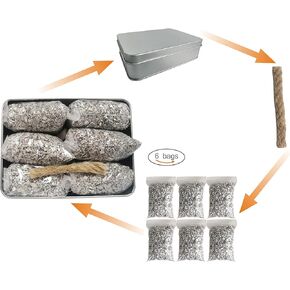 eGreen Emergency Fire Starter Magnesium 99% Pure 6 Bags Natural Wax Infused Jute Rope for Camping Hiking Bushcraft Waterproof Survival + 1 of Free Tin Container
