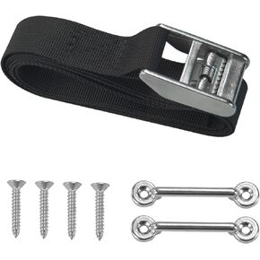 Generic Chuanke 56inch Battery Tie Down Strap with Stainless Steel 316 Buckle,SS Screws,Stainless Steel Deck Loop Mounts,for Heavy Duty Battery Box Replament. (1)