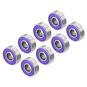 PATIKIL Skateboard Bearings, 8 Pack 608RS Deep Groove Ball Bearings for Roller Inline Skates Scooters, Purple