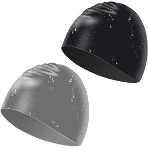 Kinizuxi Adult Swim Cap Silicone 2Packs,High Elasticity Swimming Cap Keeps Hair Clean Breathable Fit Both Long Hair Short Hair, Swim Caps Woman Girls Men Kids One Size Swim Hat