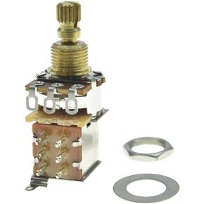 Dopro Full Brass Shaft Push/Push Pot Guitar Bass Audio/Linear Taper Potentiometer with USA Thread Shaft A250K Audio Taper 16mm Shaft