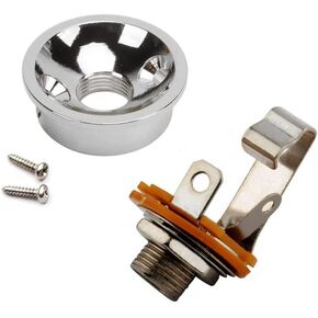 Jiayouy Nickel Electrosocket Jackplate for Tele/Telecaster Style Electric Guitar Standard 1/4" 6.35mm Output Mono Jack