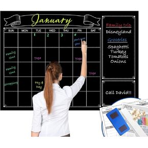 Party Funny Dry Erase Black Laminated jumbo Chalk Board Wall Calendar, 38-Inch by 50-Inch,Erasable Monthly huge weekly chalkboard bulletin board,better than wall decor sticker